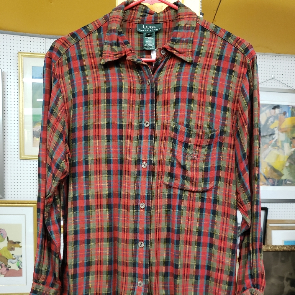 Lauren Ralph Lauren Red Plaid 100% Rayon